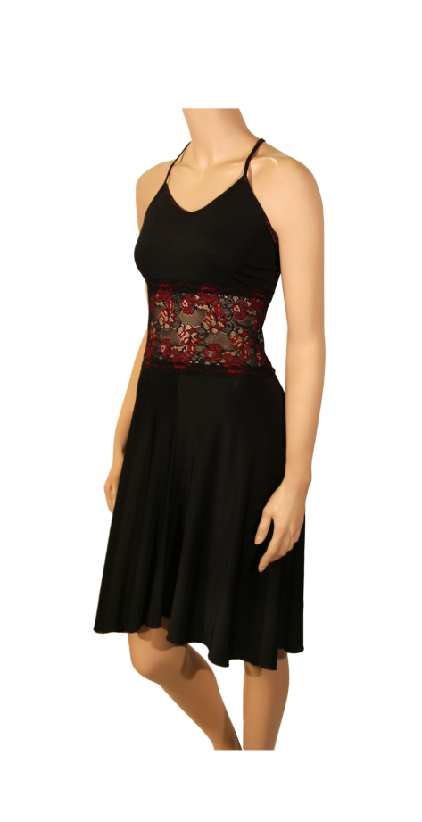 Robe dentelle noire et rouge