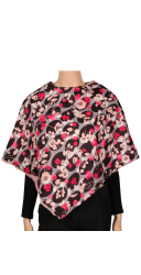 Poncho rose - doublure fleurs