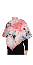 Poncho rose - doublure aquarelle