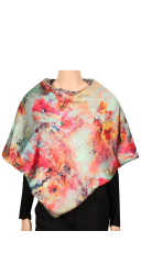 Poncho gris - doublure pastel