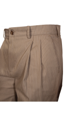 Trendy (2plis) jean's beige rayé blanc