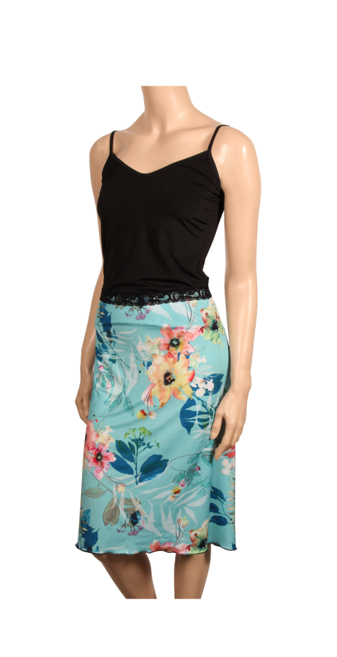 Jupe Firulete fleuri turquoise
