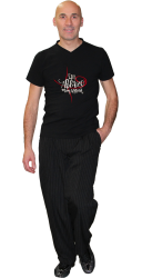 Pantalon tango homme noir rayé gris