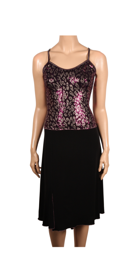 Robe Baila laminé fuchsia